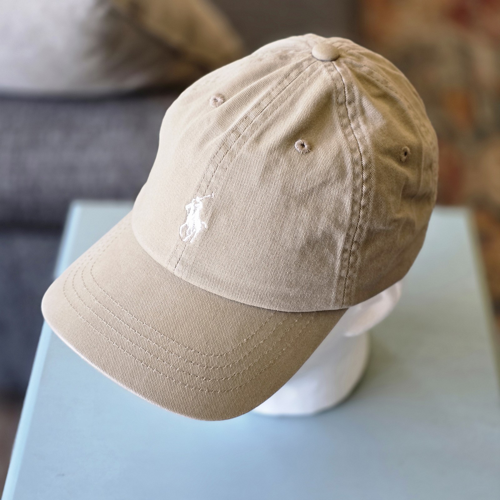 Polo Ralph Lauren Men’s One Size Cotton Chino Adjustable Ball Cap Beige White