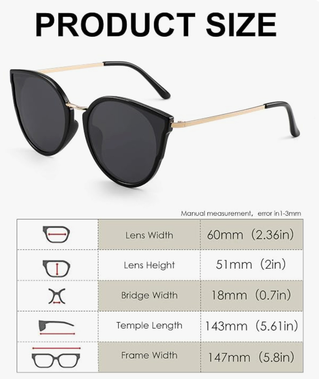 Polarized Cat Eye Fashion Sunglasses for Women 100% UV400 Protection