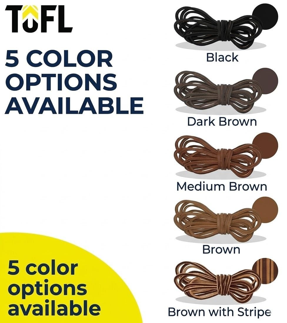 Durable 108” Leather Boot Laces | Genuine Cowhide | Flat 9/64″ Thick for Work &