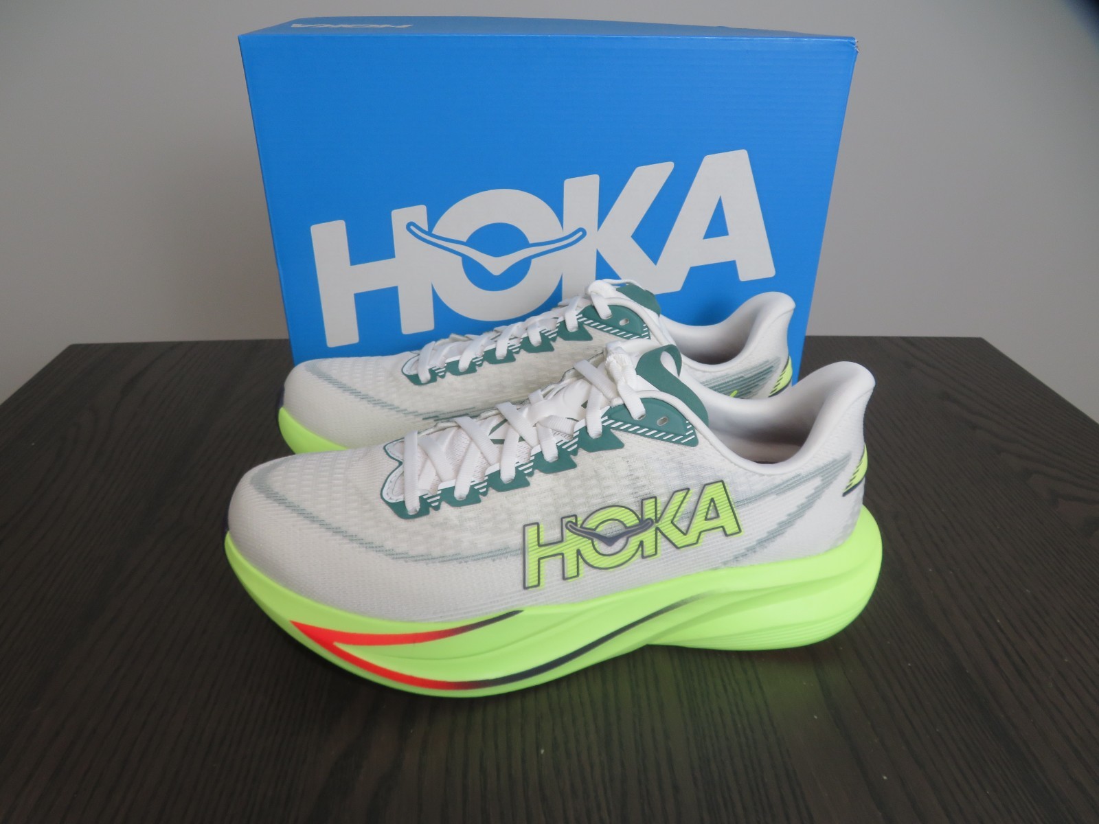 Hoka One One Mach 7 Mens 12 Shoes 1171904 FYZ Gray Green Running Gym Sneaker