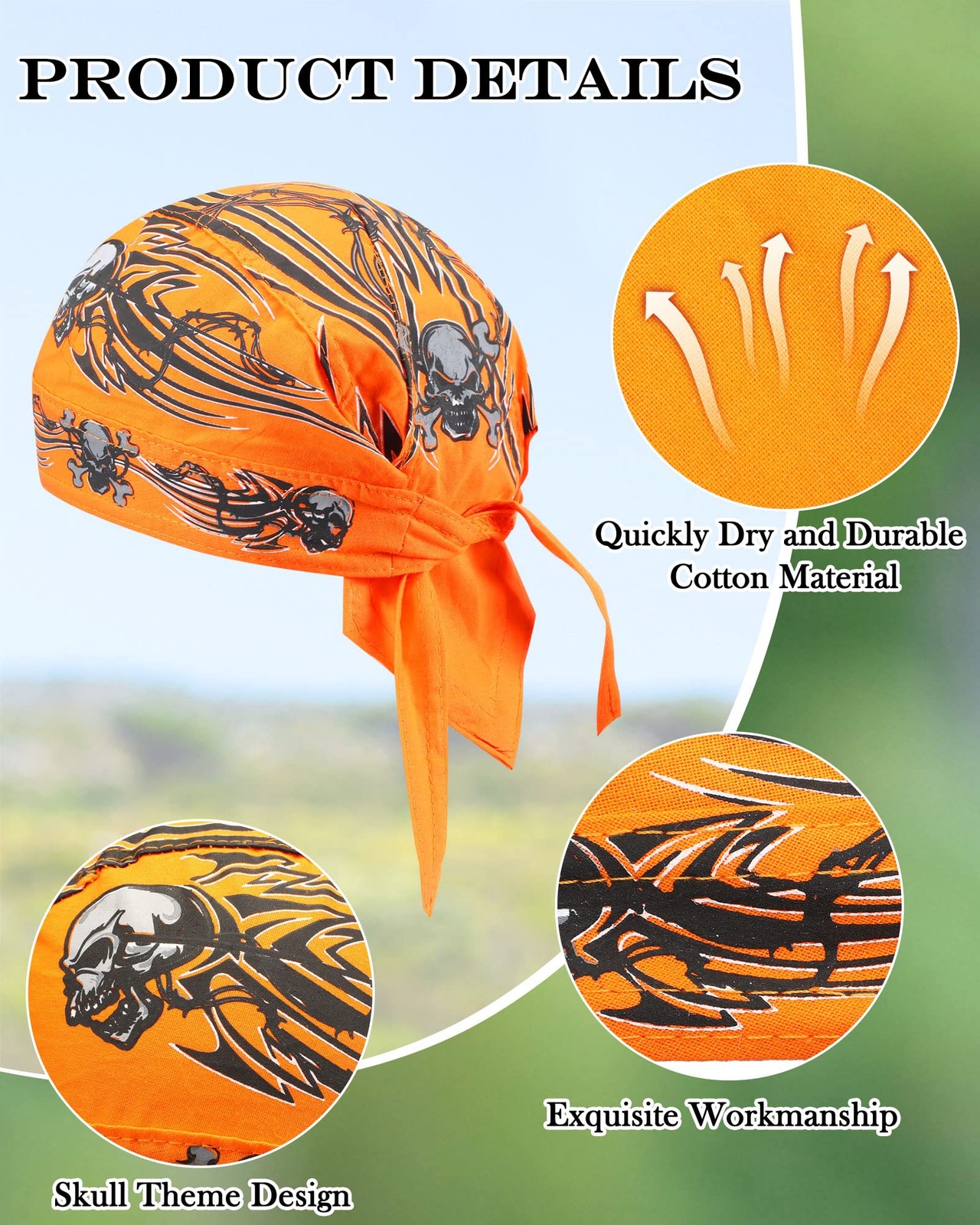 Foaincore 8 Pack Do Rag Skull Caps for Men Sweat Wicking Doo Rags Cooling Hel…