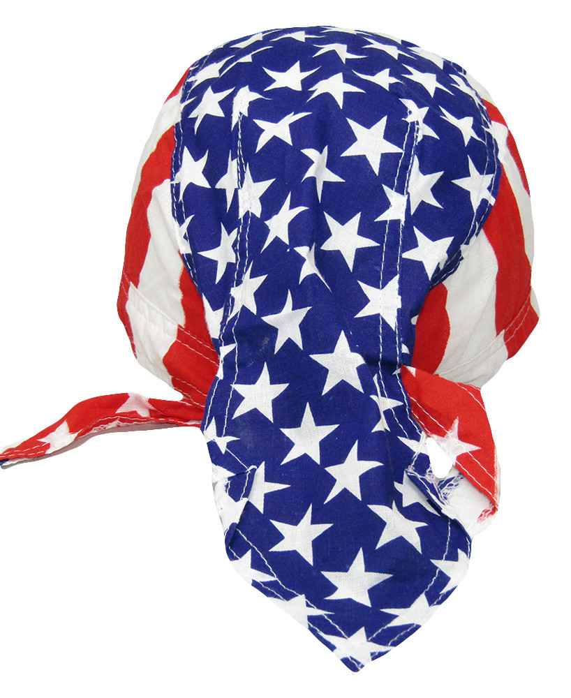 USA Striped With Stars In Middle Printed Do Rag Doo Rag Skull Cap Head Wrap