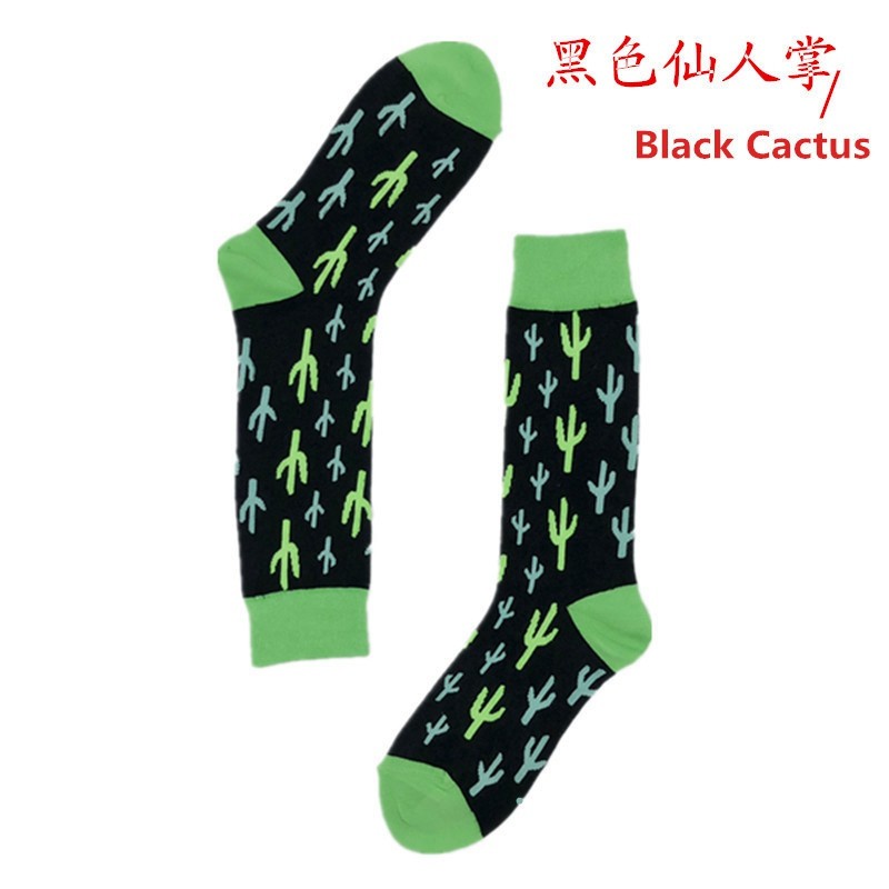 200N couple long tube socks Jacquard creative pattern Harajuku flower cotton