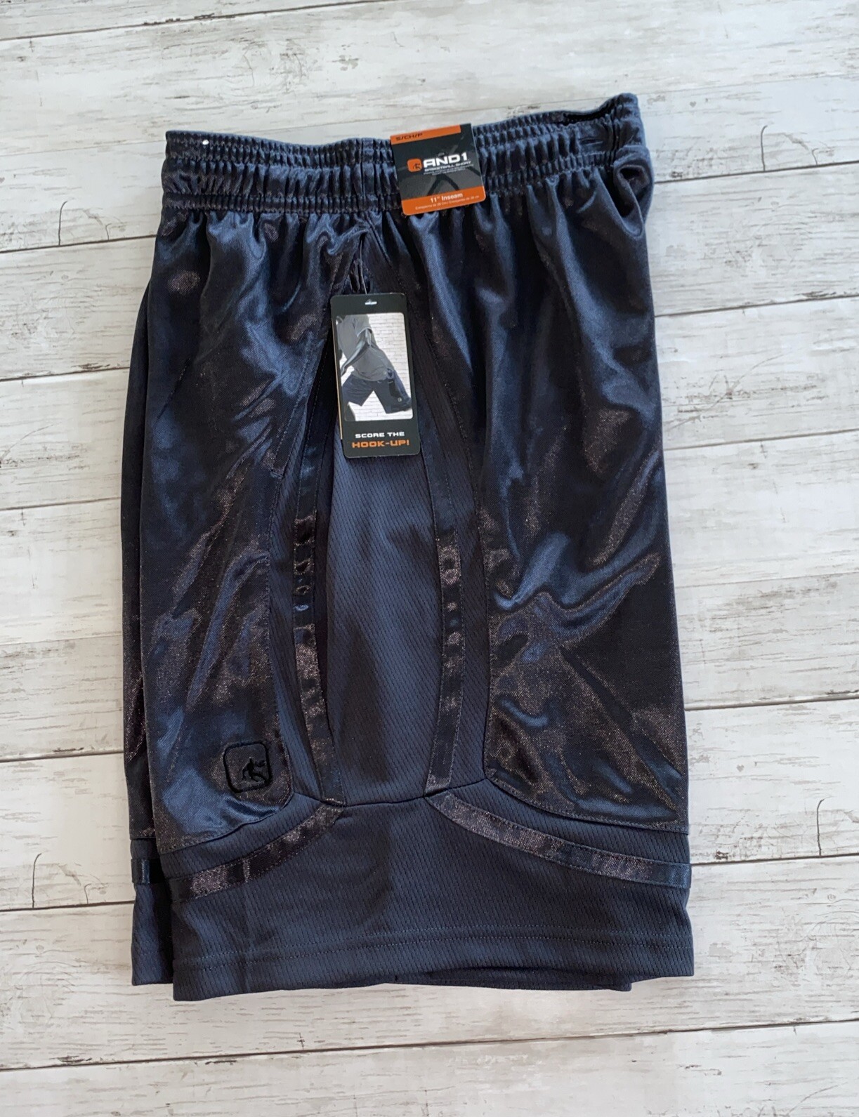AND1 Men’s Black/Gray Active Core 11″ Home Court Basketball Shorts Size Small