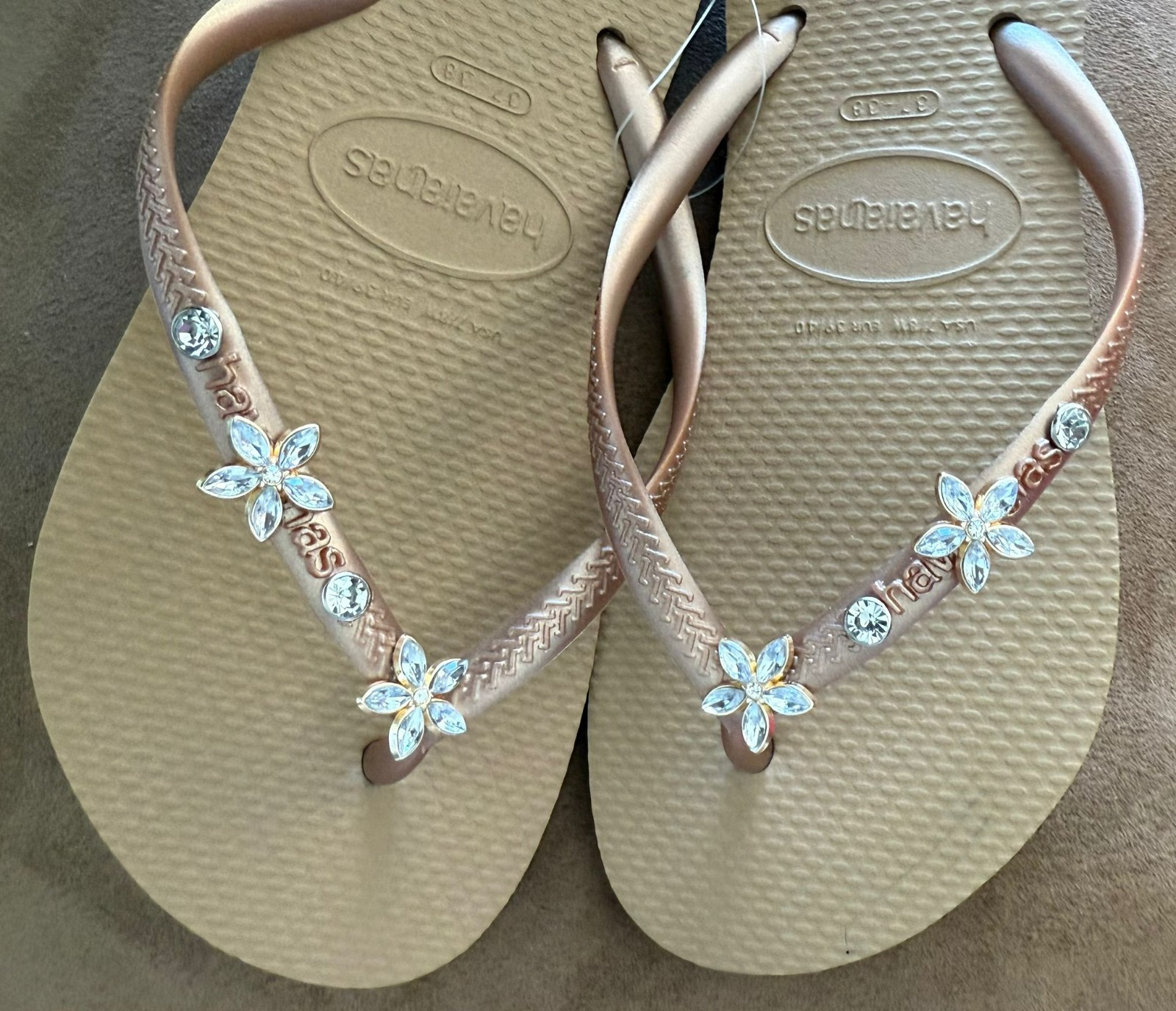 Original Havaianas Flip Flops Women Slim with Flowers and Personalized Charm