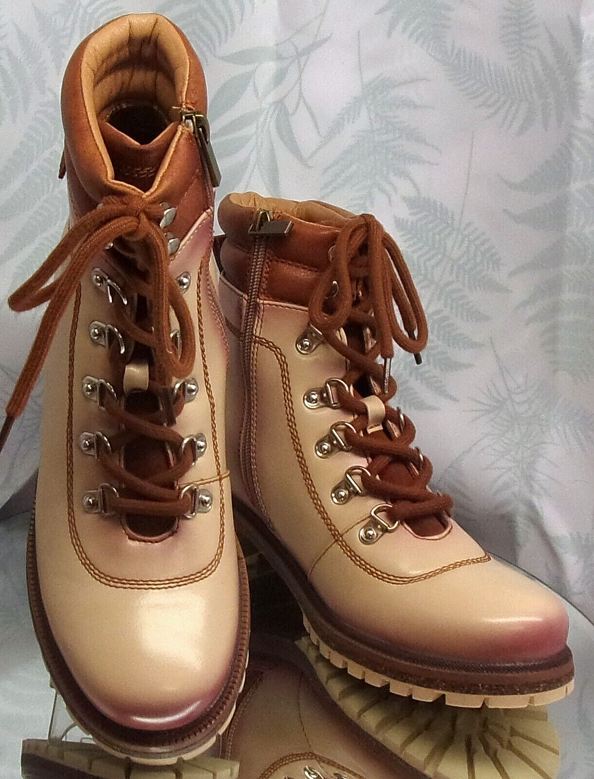 PATRIZIA EXPEDITION PINK BROWN ANKLE BOOTIES FASHION SHOES WOMENS SZ 8.5 EU 39