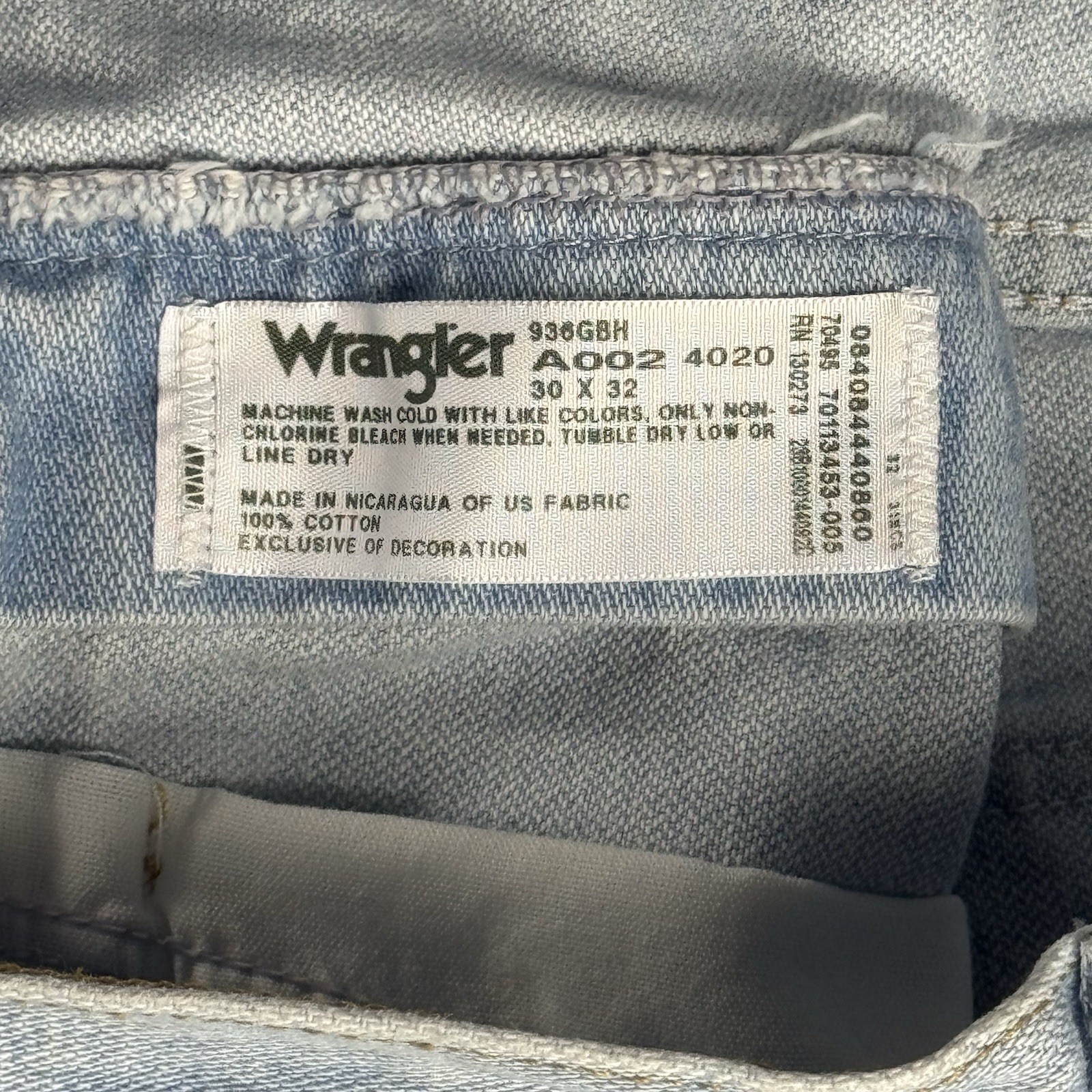 Wrangler Cowboy Cut Slim Fit Jeans Bleach Wash 936GBH Mens 30×32 Western Rodeo