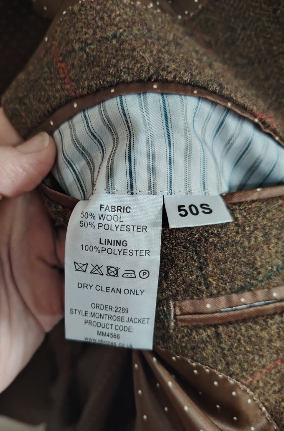 Men’s SKOPES Montrose Tweed Wool Blend Brown Check Blazer Jacket Country 50S