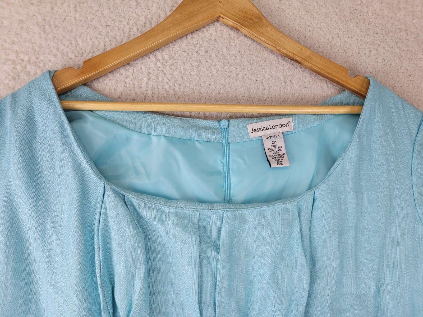 Jessica London Career Dress Womens 22 Blue Belted Milkmaid Old Money Back Zip