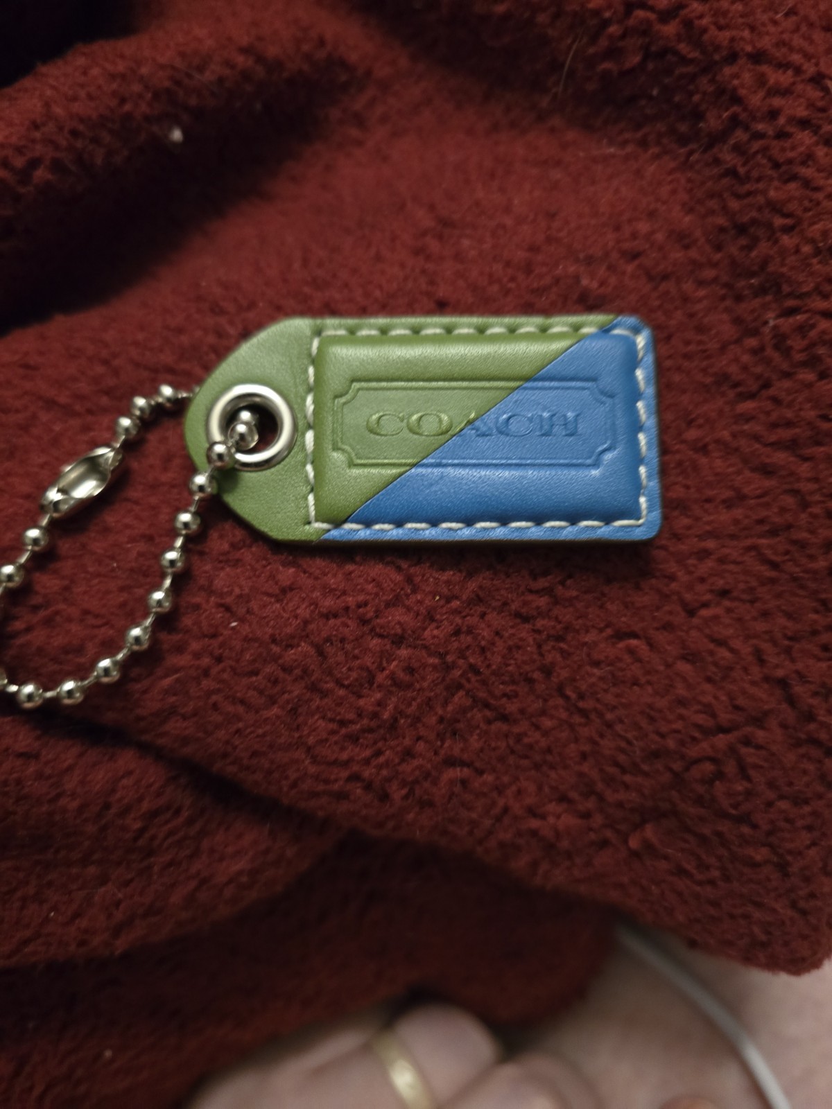 Coach 2 Tone Green Blue Tag Keyfob Bag Tag Charm Keychain Hangtag