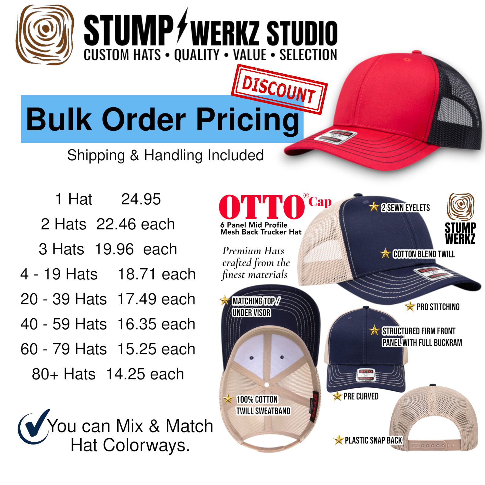 Custom Hat Trucker Hat Baseball Cap Personalized Your Logo or Art Design