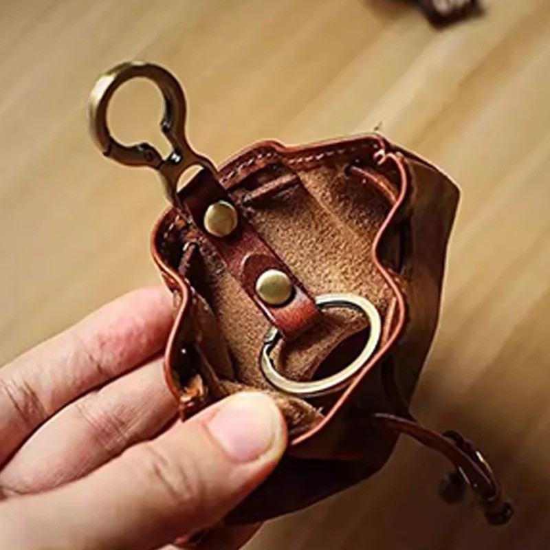Leather Wallet Coin Pouch Case Drawstring String Bag Small Purse For Men Women