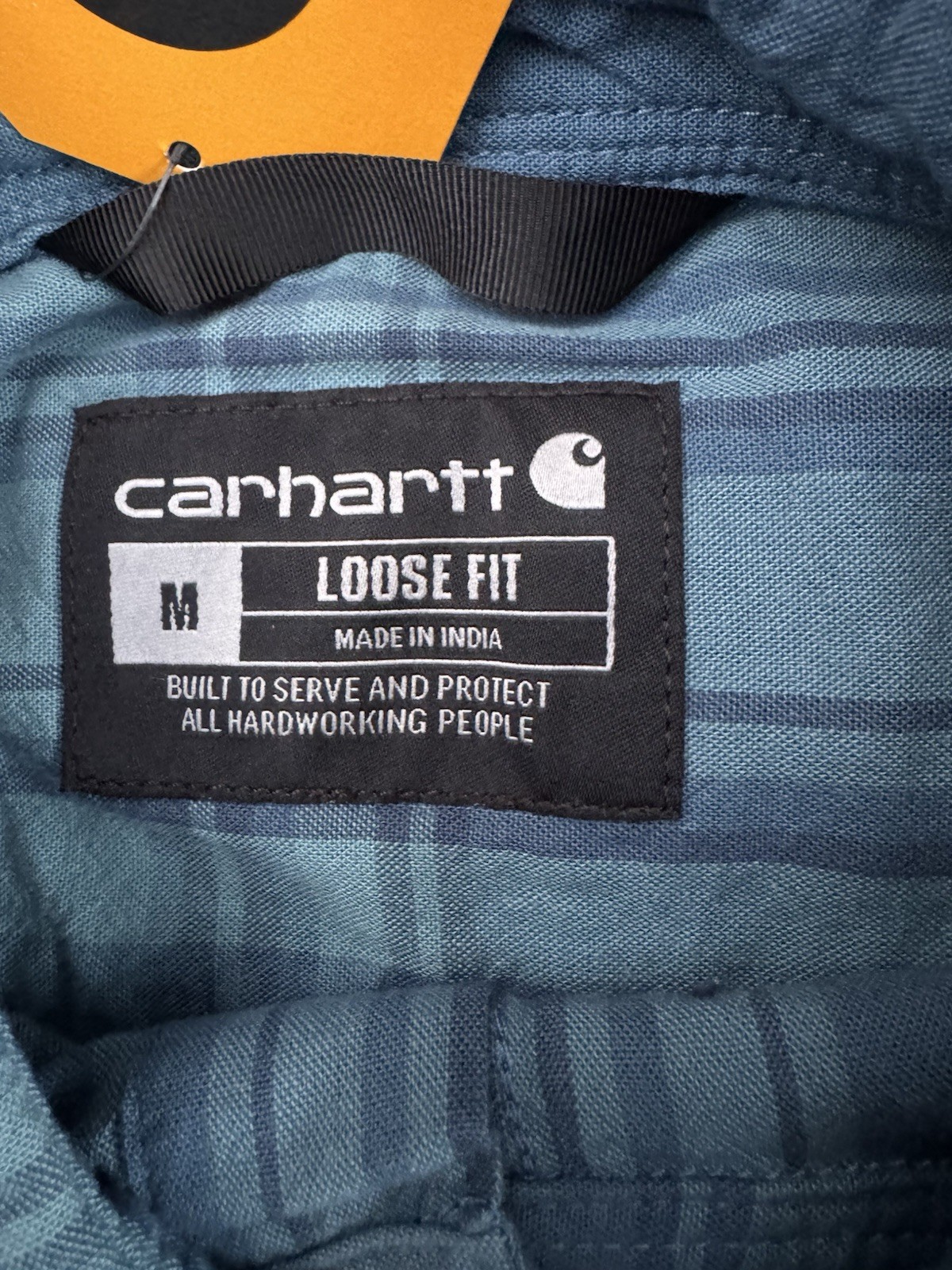Carhartt Men’s Medium Loose Fit Midweight Short-Sleeve Plaid Shirt Storm Blue