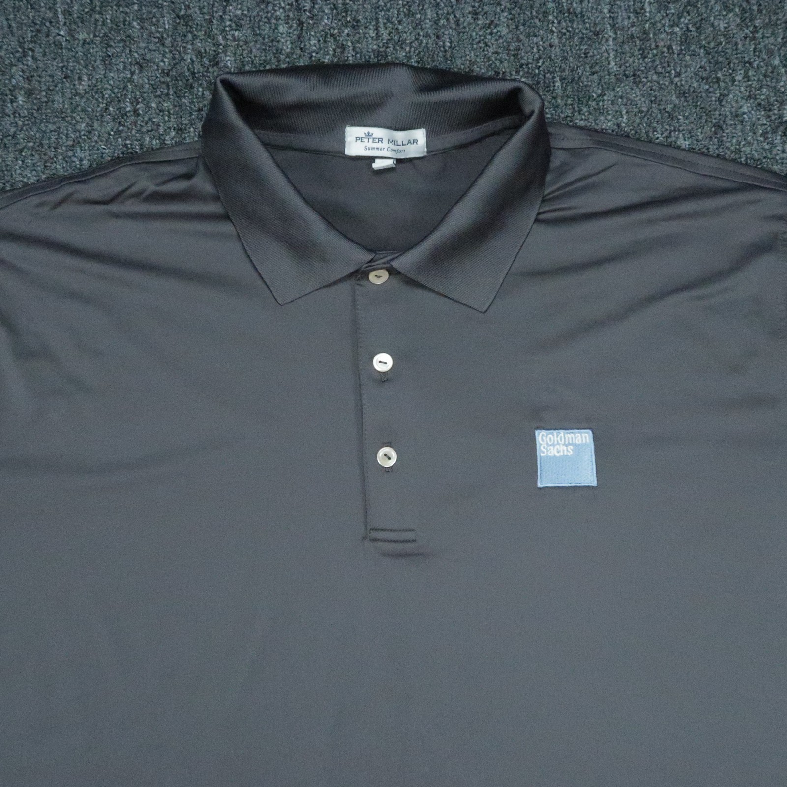 Peter Millar Shirt Mens XL Gray Short Sleeve Summer Comfort Polo Goldman Sachs
