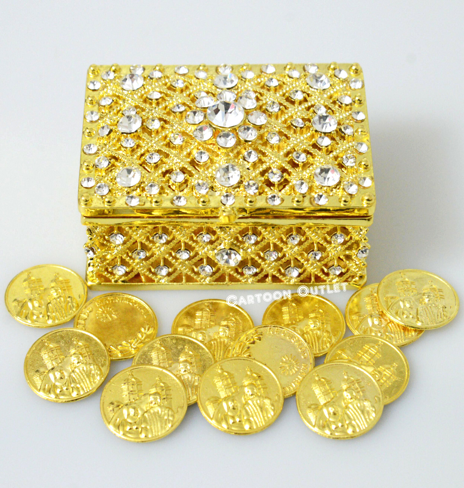 ARRAS DE BODA GOLD WEDDING CEREMONY UNITY 13 COIN SET CHEST BRIDAL Rhinestones