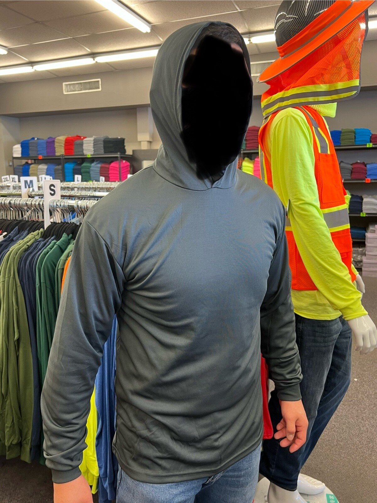 hoodie long sleeve t shirt 100% polyester for UV protection great for work