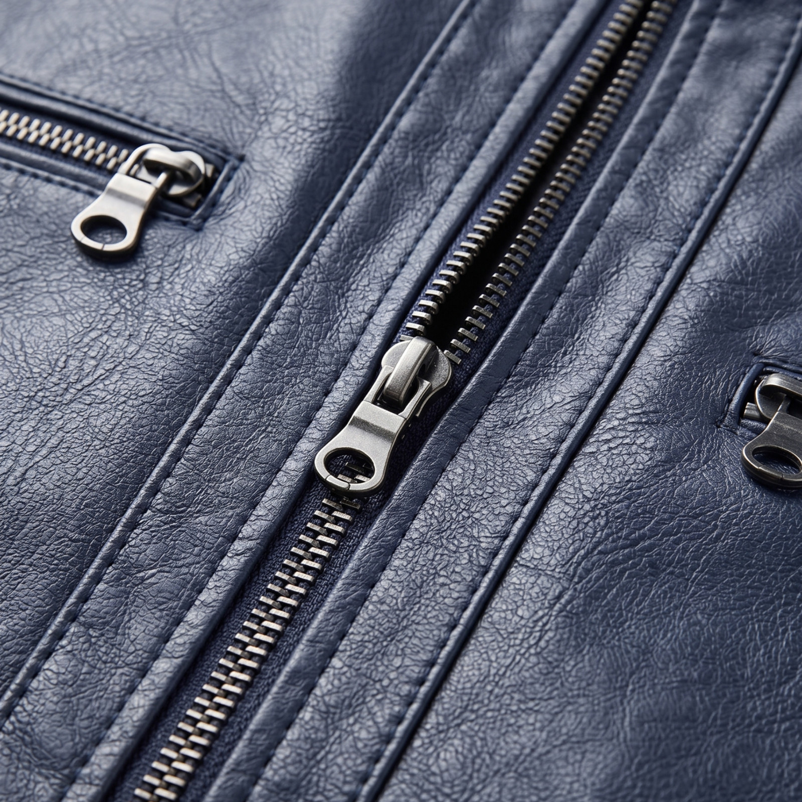 Men’s Navy Blue Real Leather Jacket – Slim Fit Cafe Racer Biker Jacket