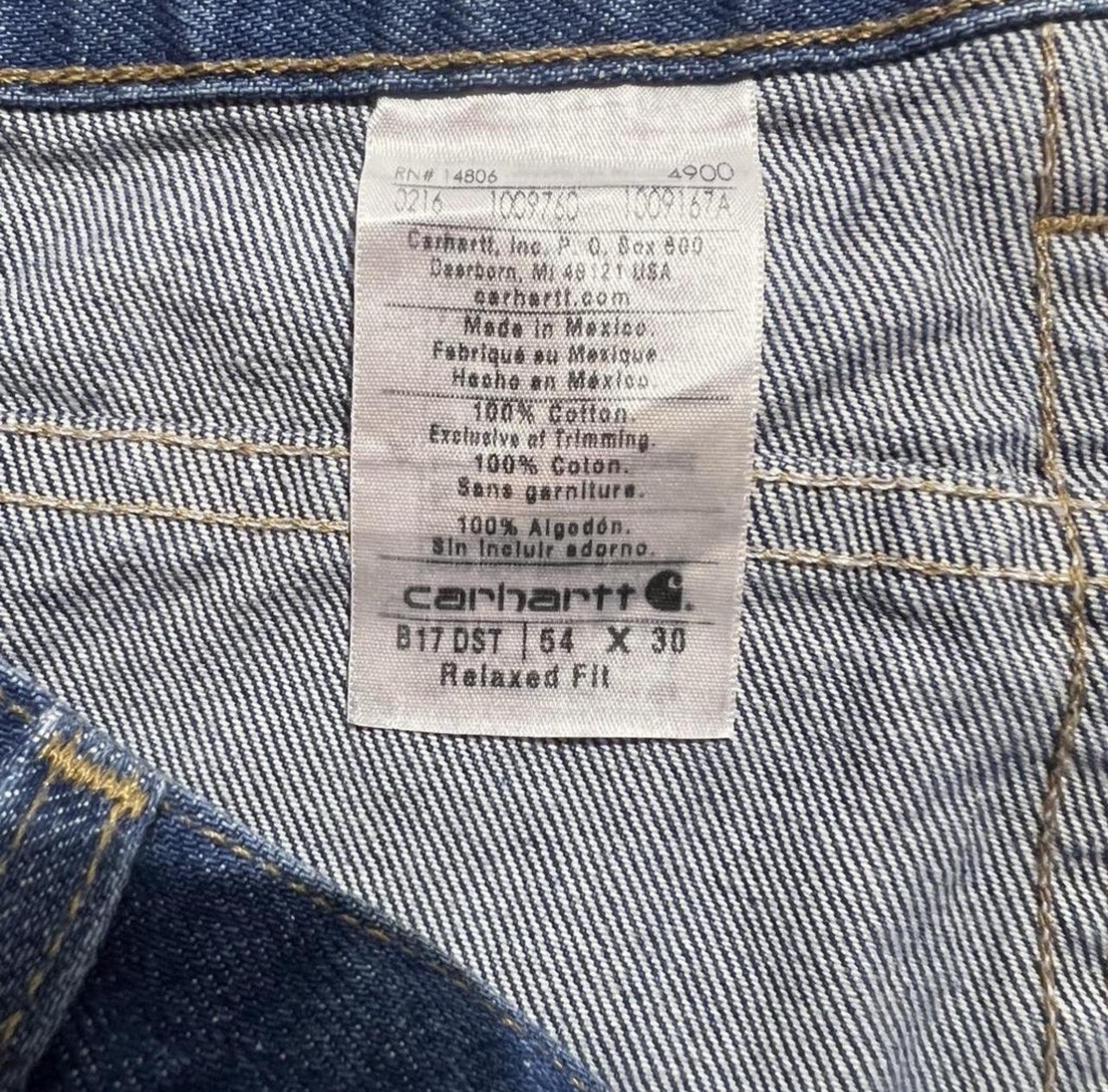 Carhartt Men’s Relaxed Fit Straight Leg Blue Denim Jeans Big & Tall 54