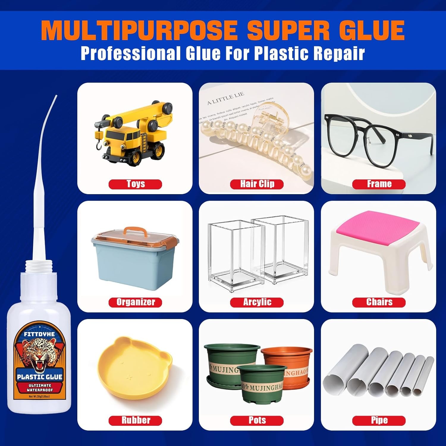 Super Plastic Glue 30 g, for Plastic, Strong Fast Drying Clear 30g