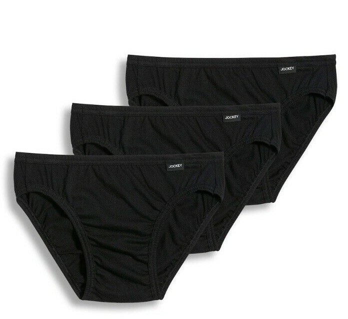New Men’s Jockey 3-pack (Black) Color Bikini Briefs Underwear 100% Cotton