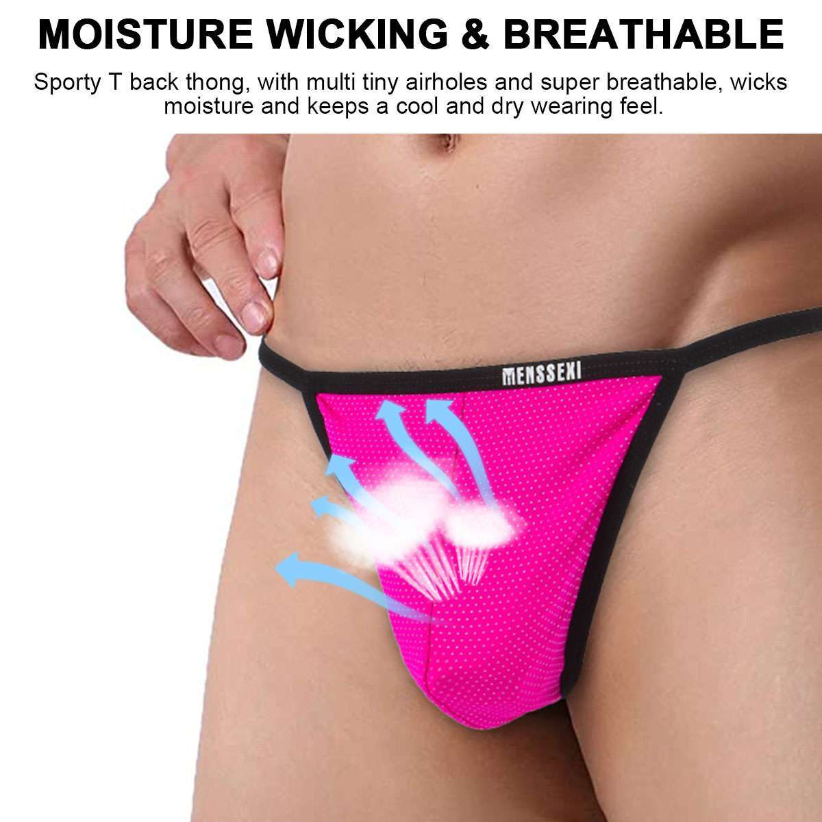 1-3Pcs Sexy Mens T-Back G-string Thong Bikini Underwear Mesh Sheer Pouch Thongs