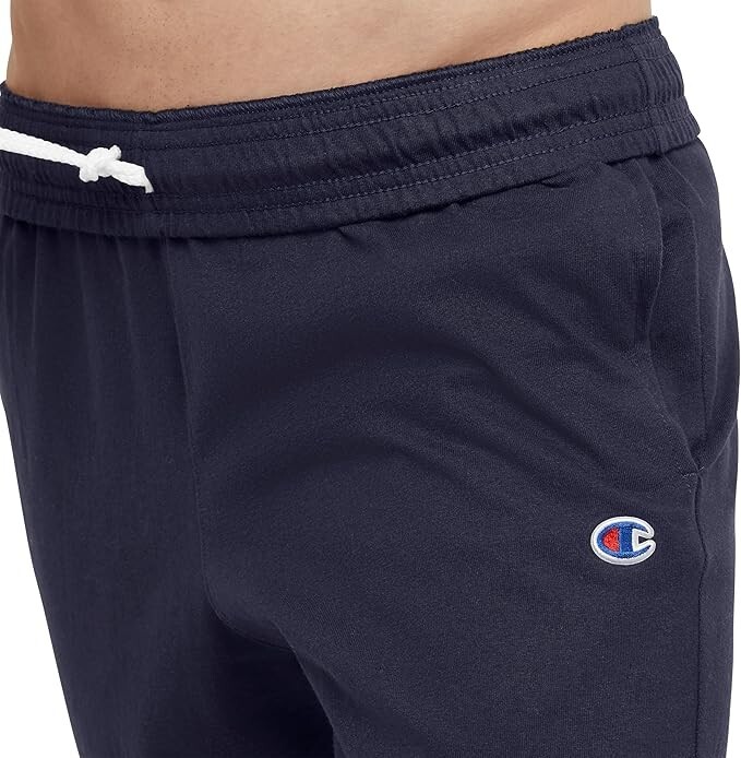 Champion Men’s NAVY LARGE Drawstring Joggers Jersey Graphic Pants 31″
