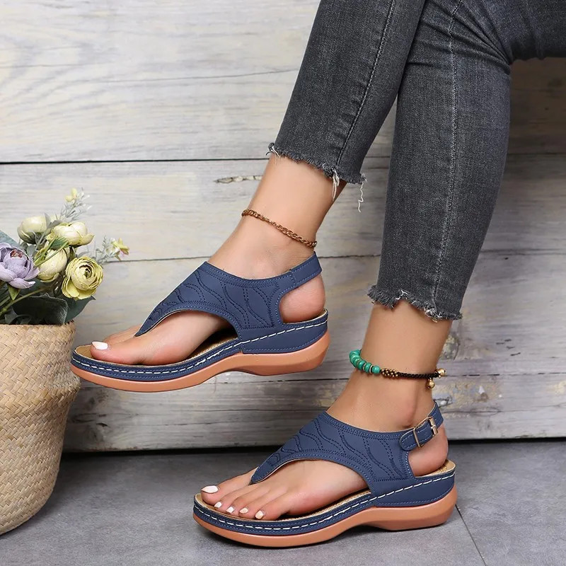 Low-Wedge Women Orthopedic Sandals Casual Flat Shoes Flip Flops Ladies Anti-Slip