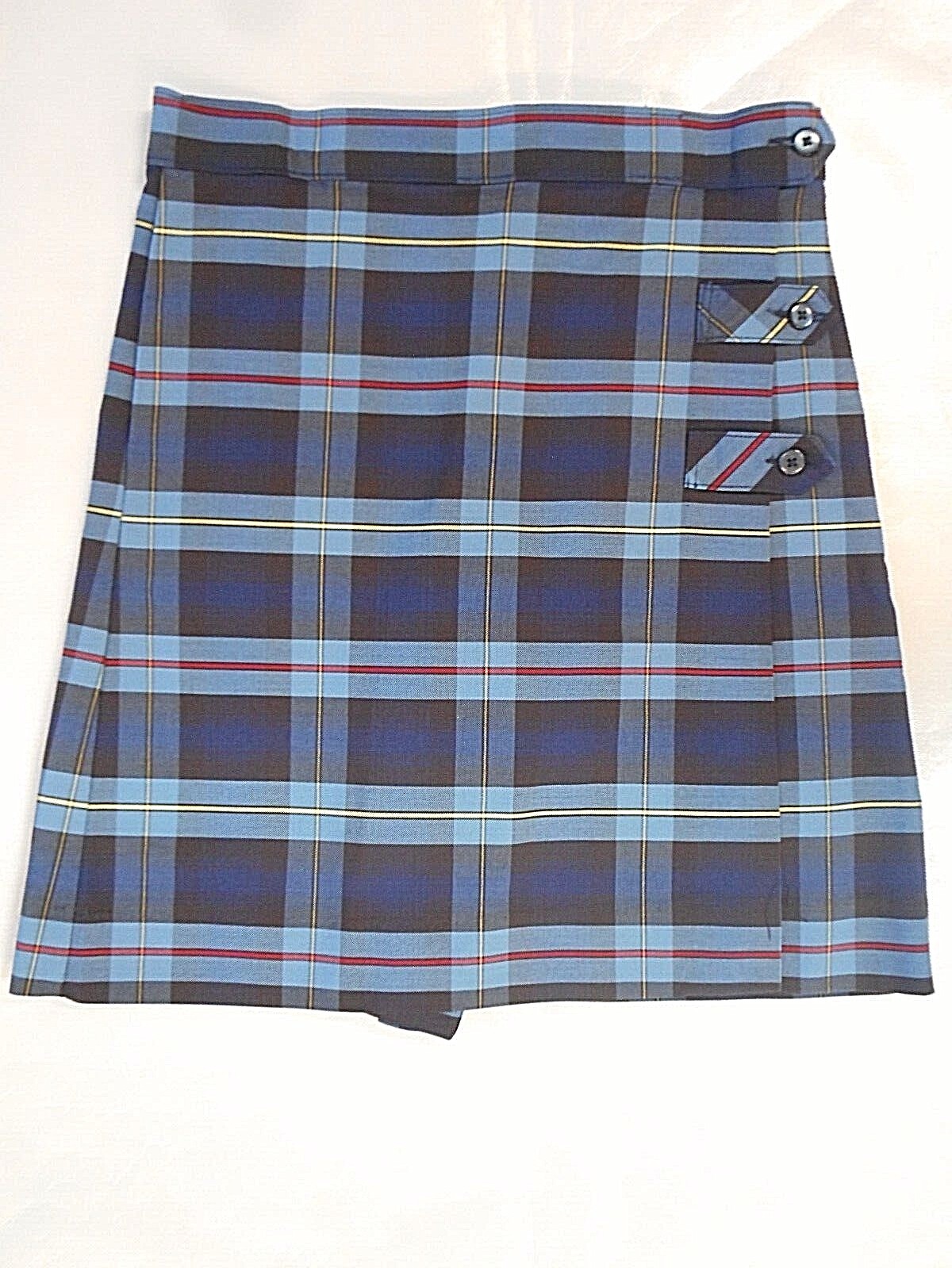 Girls A+ Blue & Red Plaid Long Kilt Uniform Skort Jr. & 1/2 Sizes 6 1/2 – 7 Jr.
