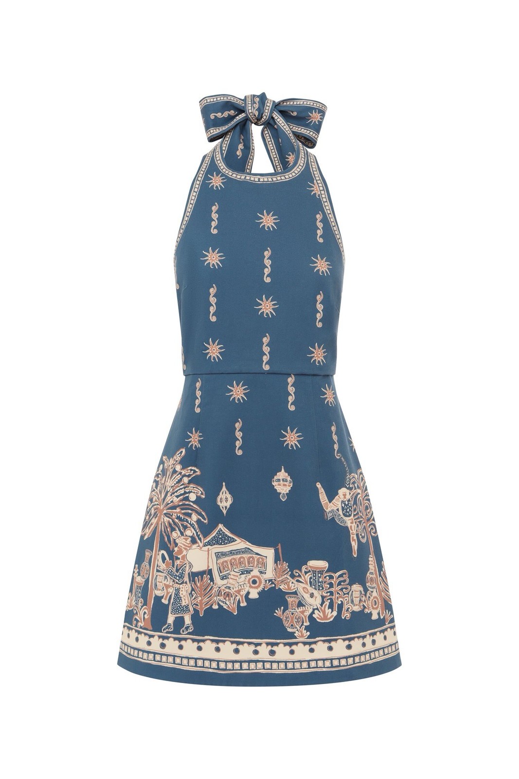 Alemais Blue Print Halter Neck Dress Womens Summer Boho
