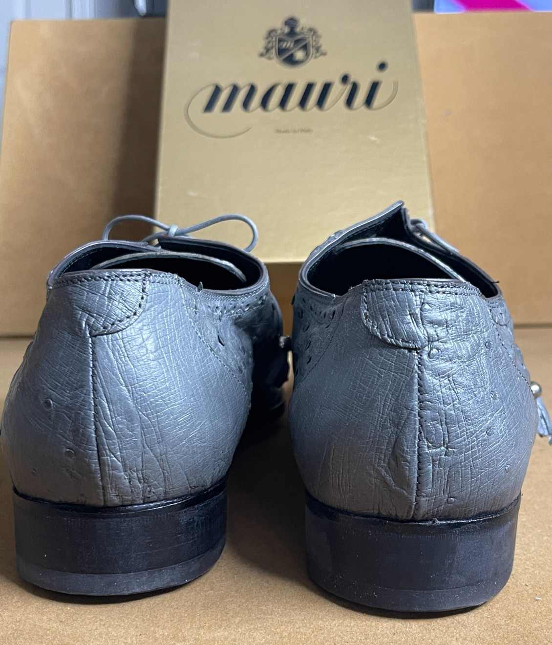 Mauri 3058 Duke Crocodile & Ostrich Leather Dress Shoes 13M Gray – Made in Italy