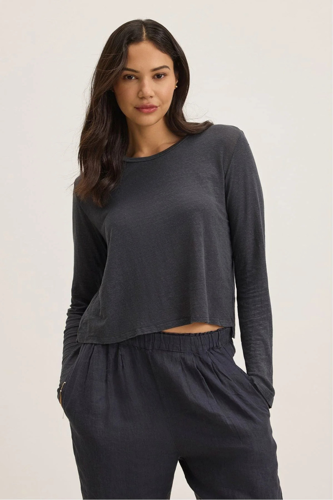 VELVET By Graham & Spencer Kara Linen Knit Crew Neck Tee Top White S $145 H3