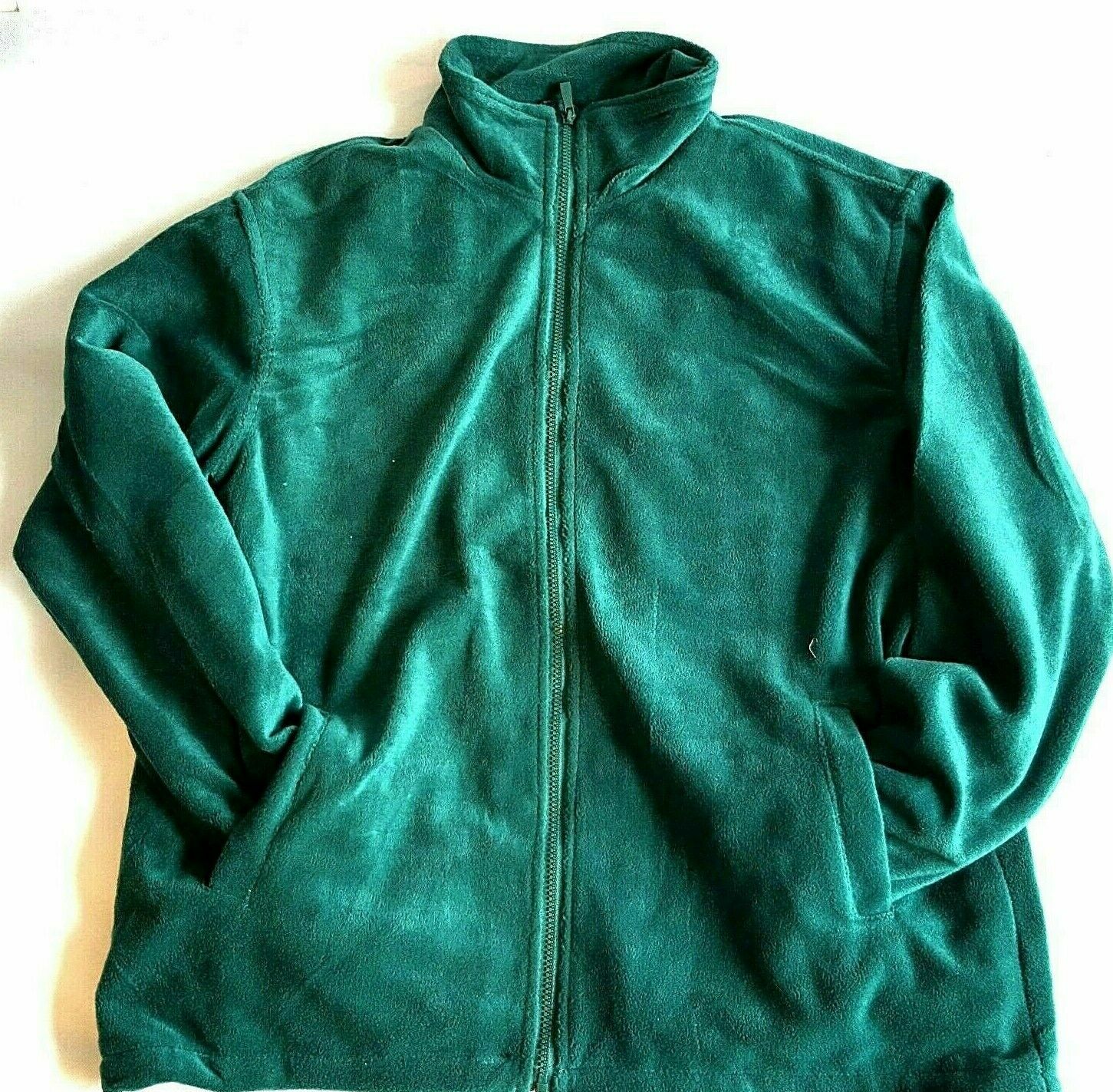 Men’s Zip Up Fleece Jacket Warm No Hood Long Sleeve Pockets XS S M L XL XXL XXXL