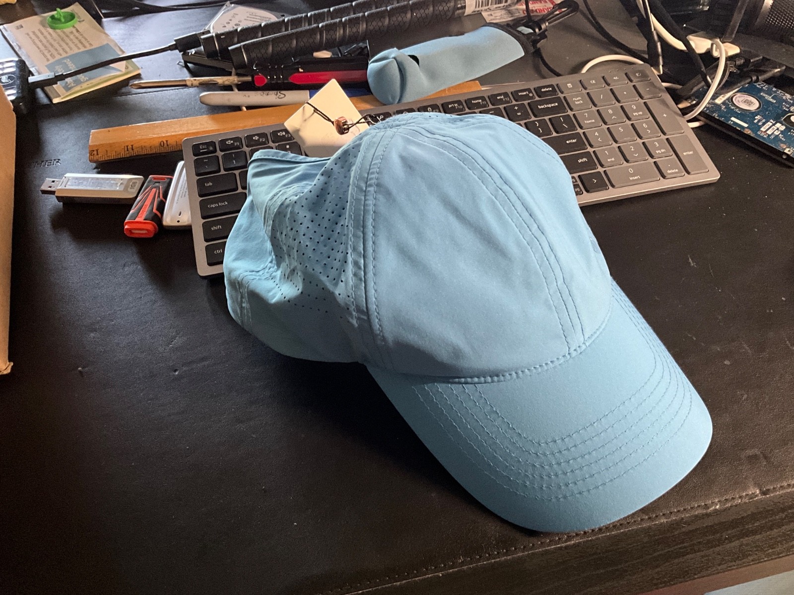 Calia By Carrie Underwood Perforated Ponytail Hat, Tranquil Blue, NWT