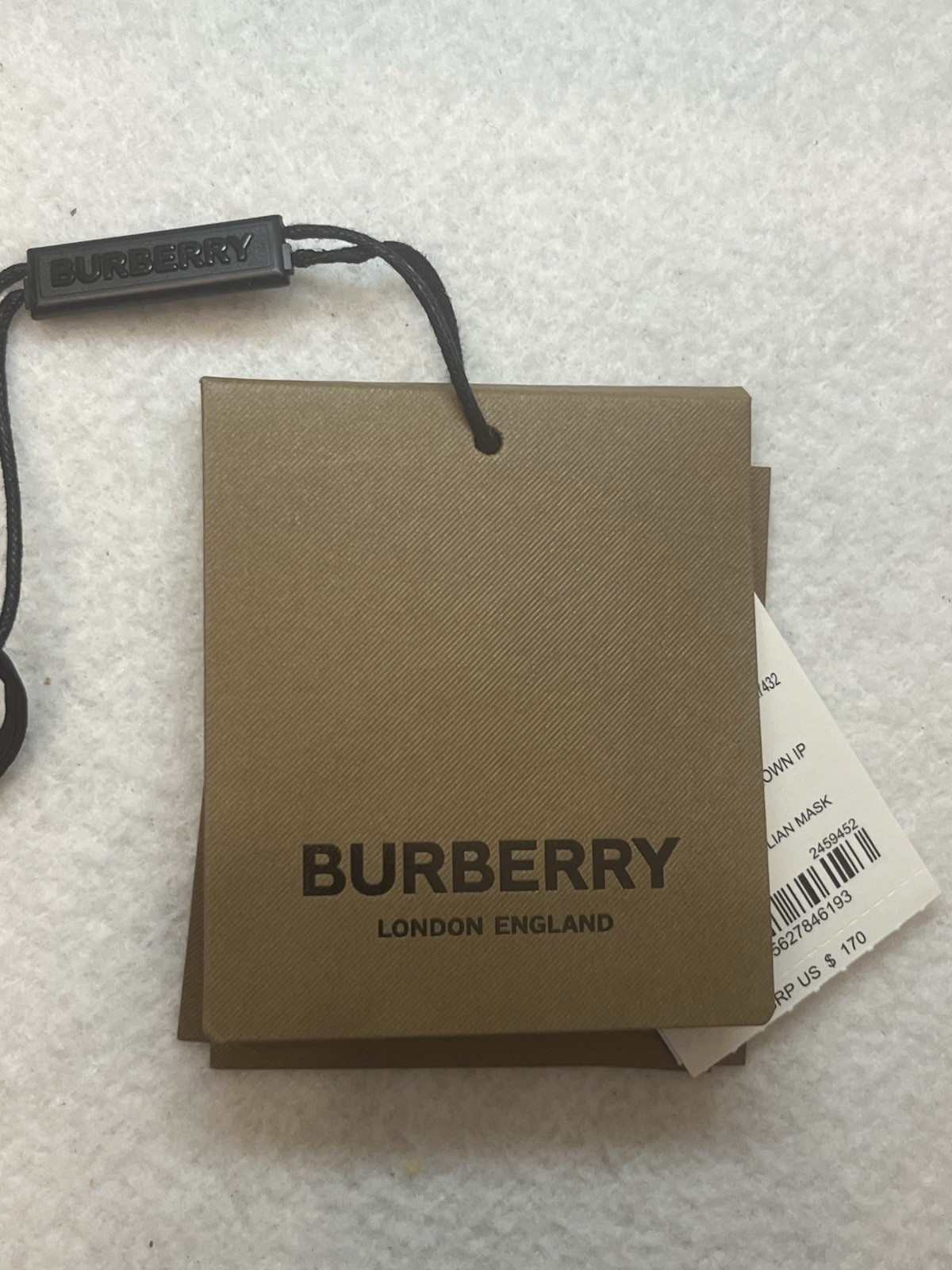 Burberry Monogram Cotton Adjustable Face Mask w/ Drawstring Pouch One Size