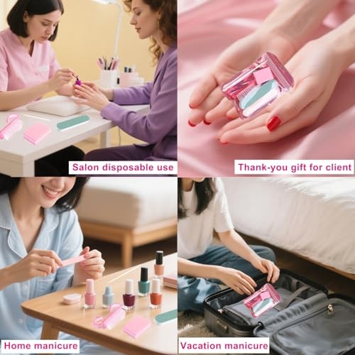 Disposable Manicure Kit Basics 5PCS Nail Kit, Mini Nail Files Buffers 10packs