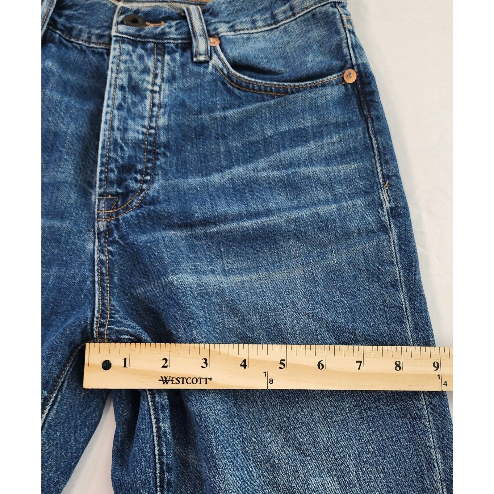 Cone Denim Jeans Womens 28×26 Blue High Rise Straight Leg Y2K Button Fly Casual