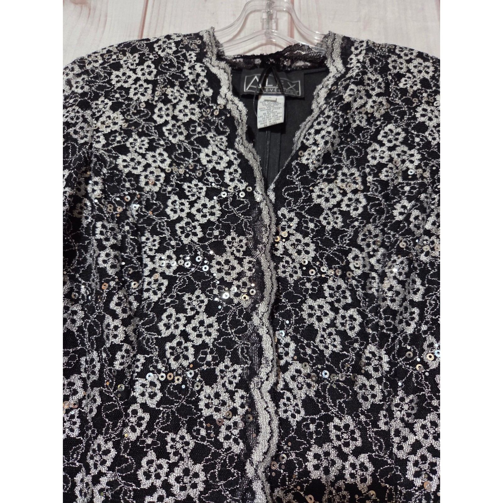 ALX Evening Shirt Sequined Lace Embellished Party Special Occasion Ladies Small