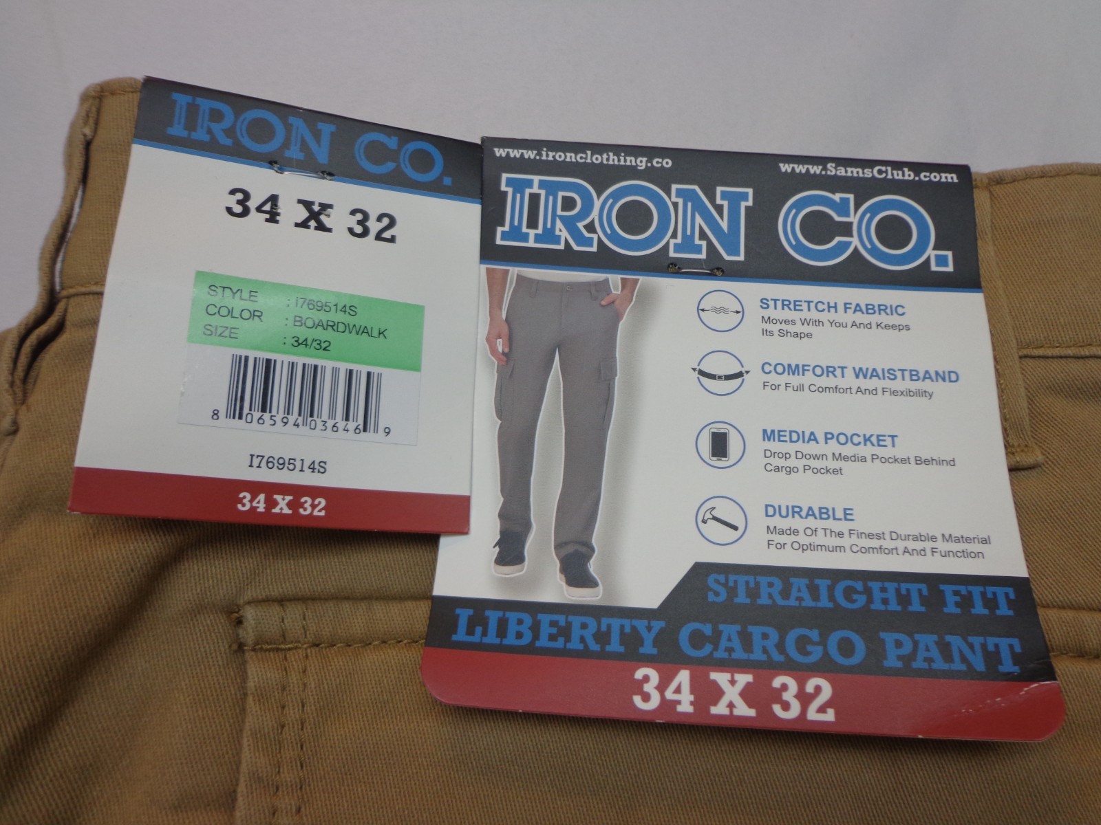 IRON Co. Clothing Liberty Stretch Fabric Cargo Pant 34×32 Boardwalk Khaki
