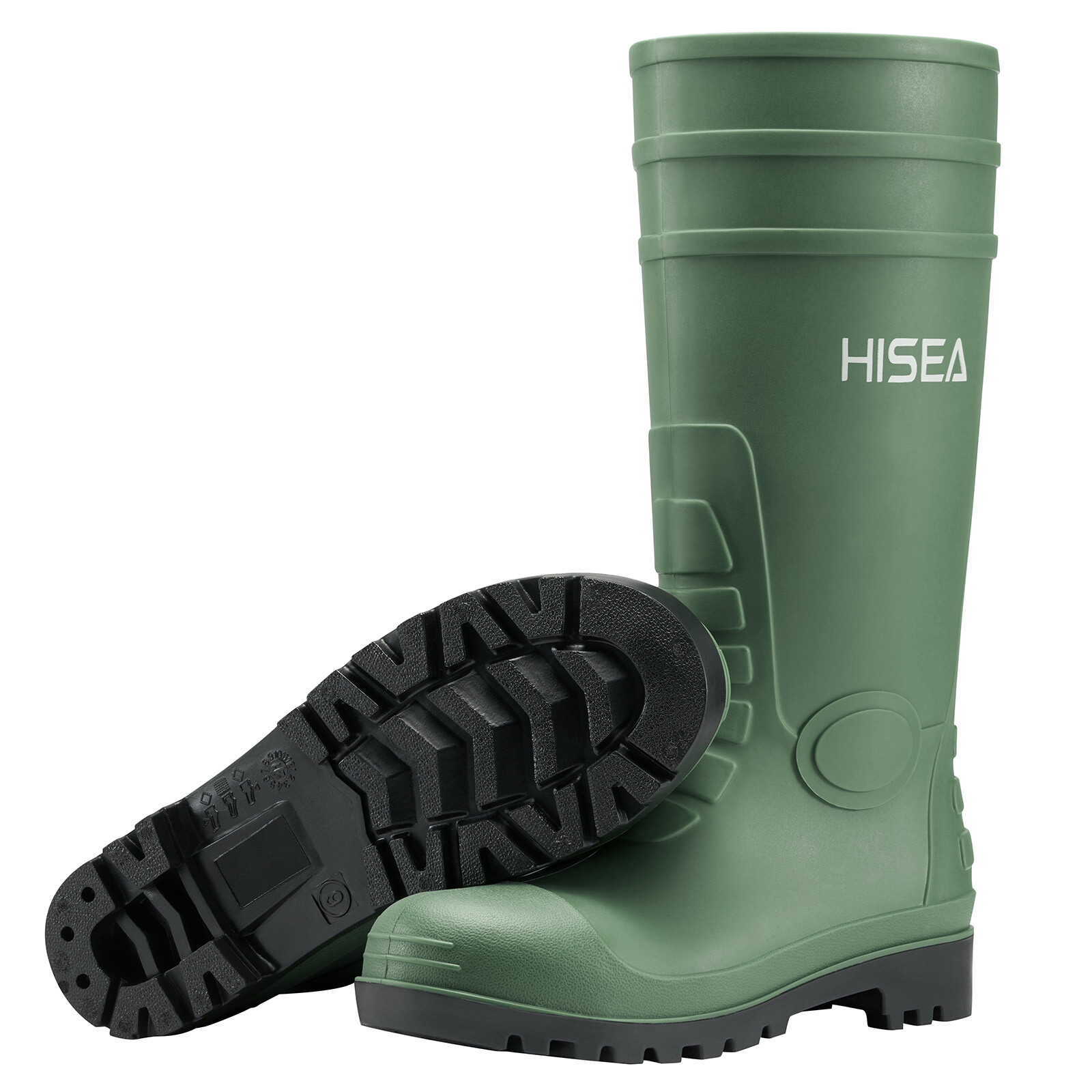 HISEA Men Rain Boots w/Steel Shank Waterproof Corrosion-Resistant Mud Work Boots