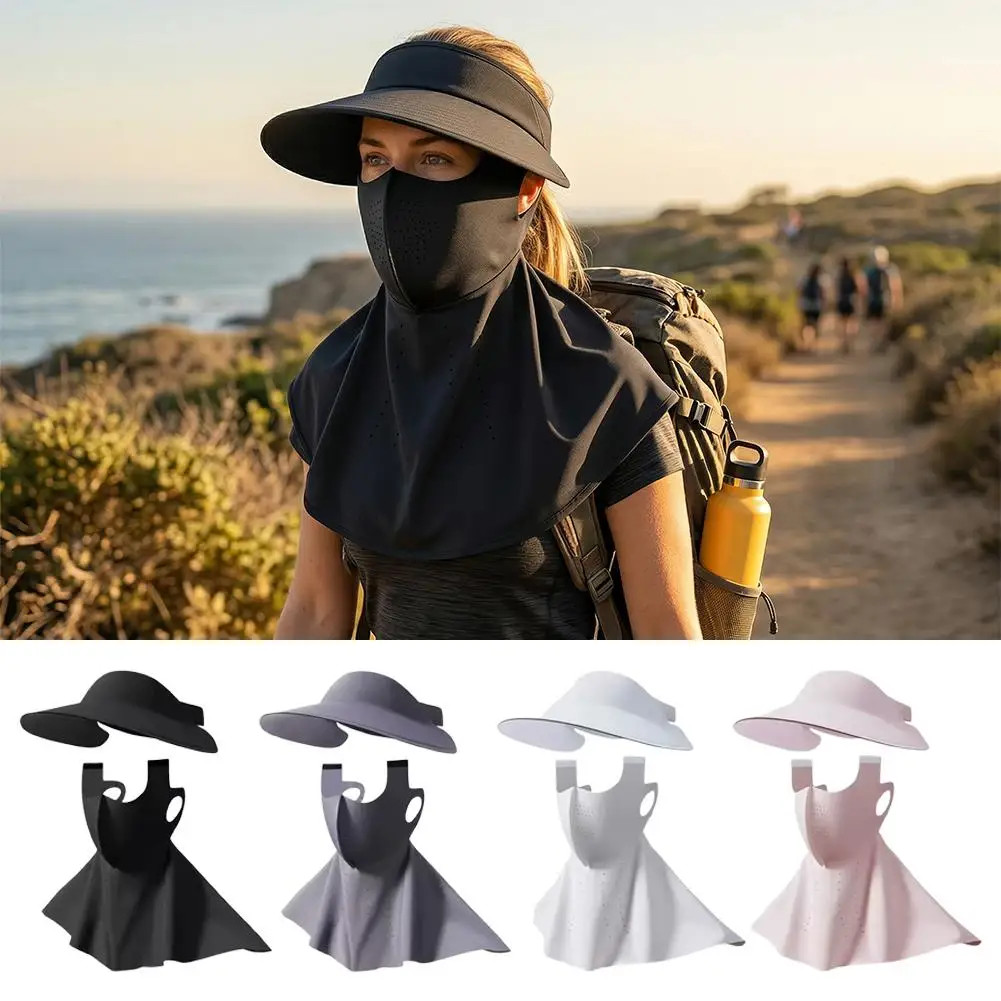 Sun Visor Face Mask Set Ice Silk Breathable Full Coverage Sun Protection Kit