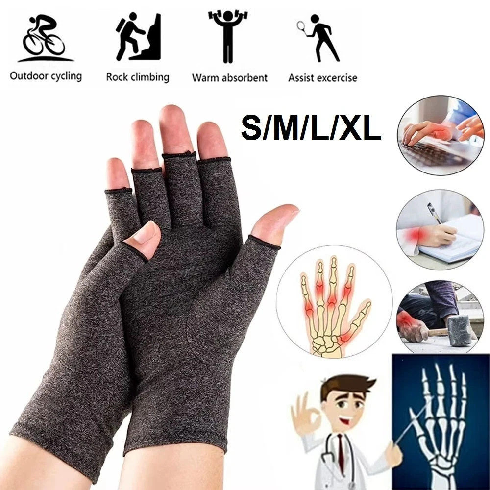 Fingerless Anti Arthritis Compression Gloves Cure Pain Relief Brace Hand Support
