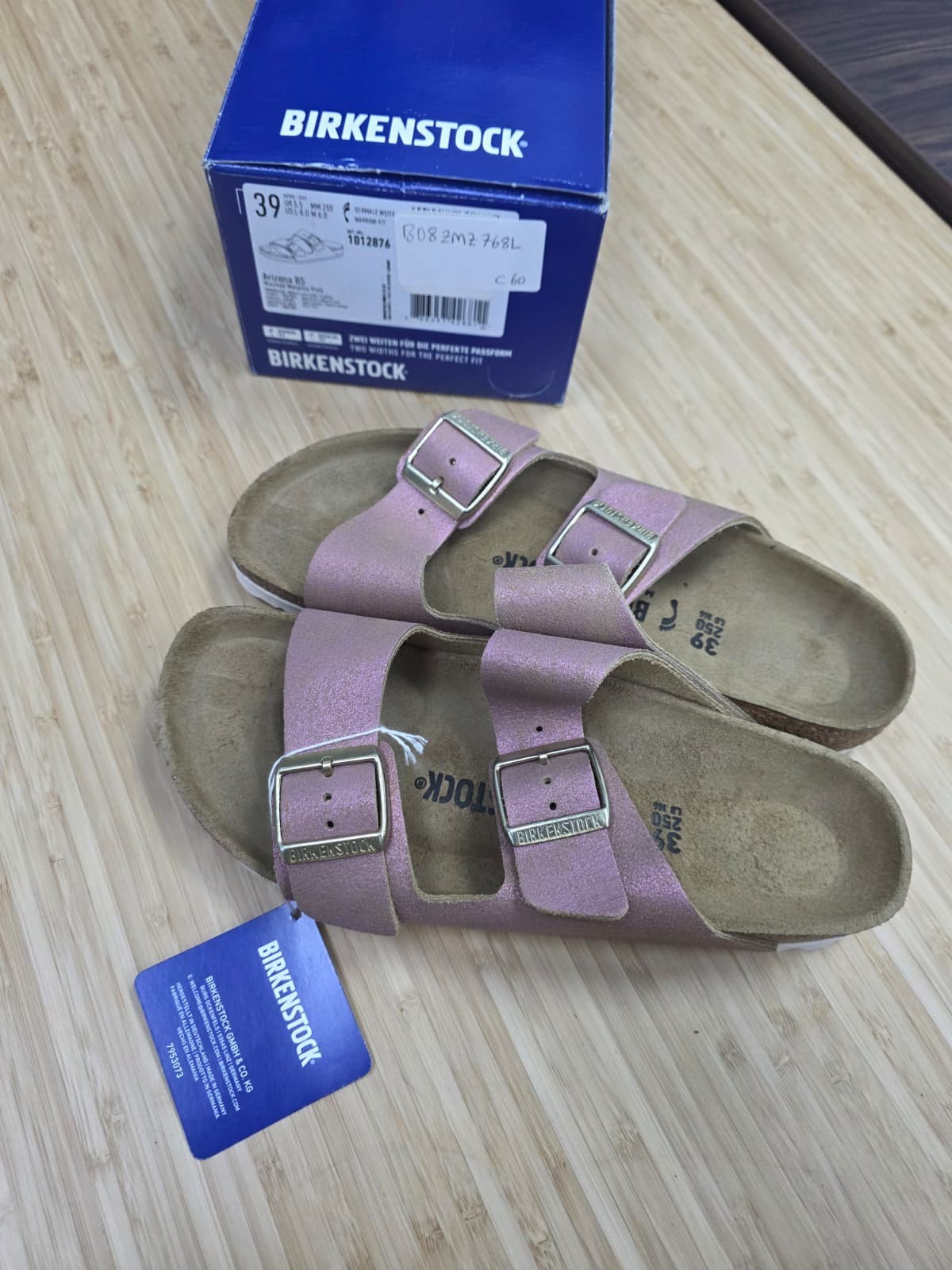 Birkenstock Arizona Bs Washed Metallic Pink Size EU 39/US W8-M6