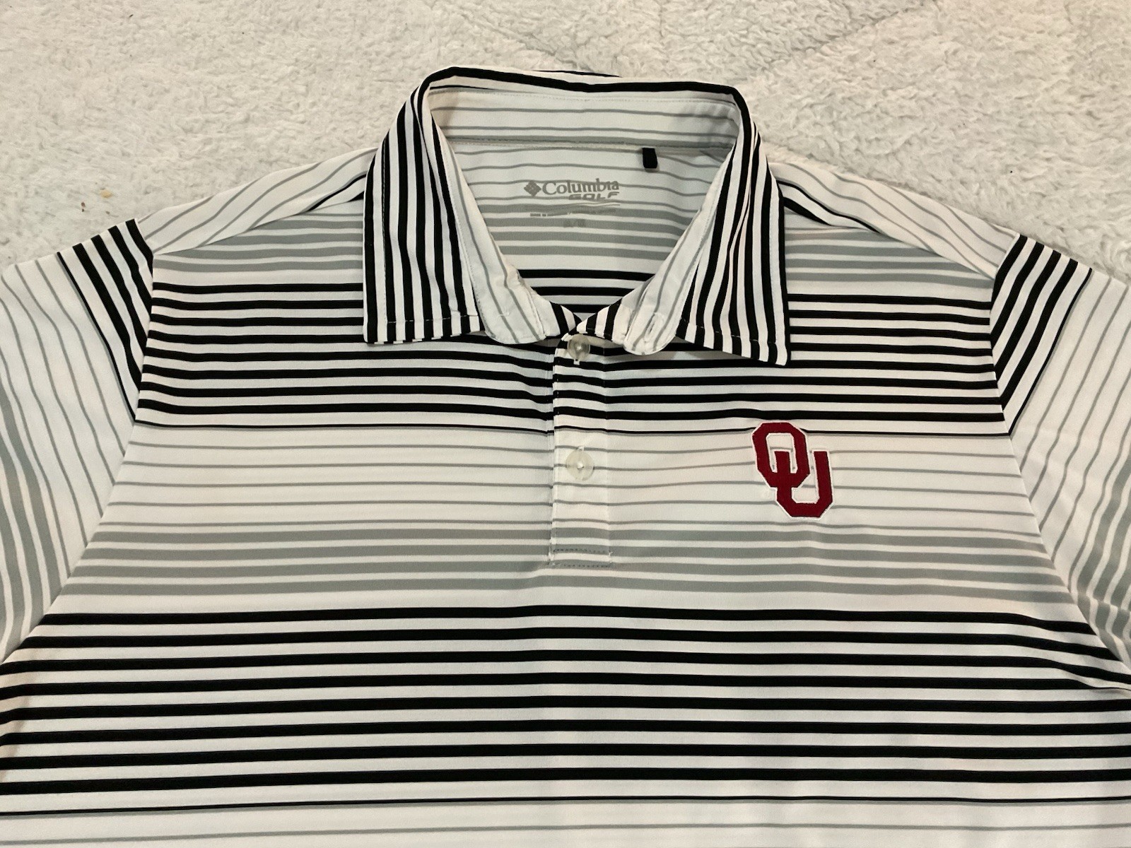 Columbia OU Oklahoma Sooners Mens Medium White Striped S/S Stretch