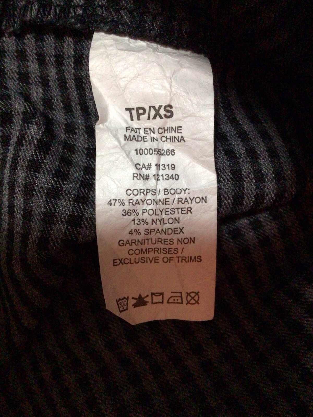 GARAGE Womens Pants Black Gray Grey Gingham Checkered Zip Front Leggings Size XS