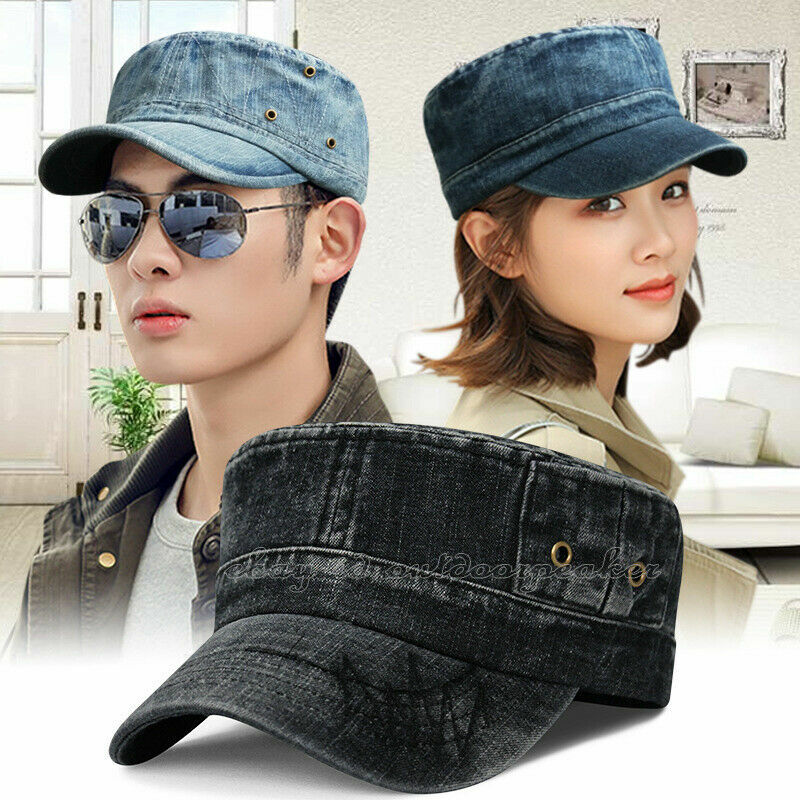 Men Women Denim Flat Cap Golf Visor Baseball Hat Army Sports Cap Sunproof Hat