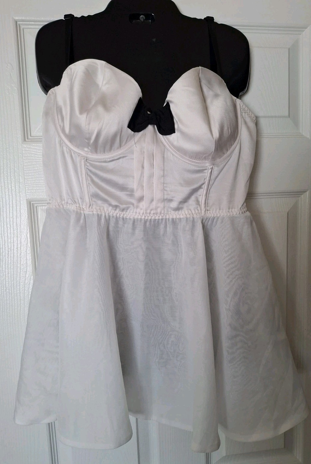 Victoria’s Secret Silk Tuxedo Babydoll Slip Dress XL Sheer Coquette Balletcore