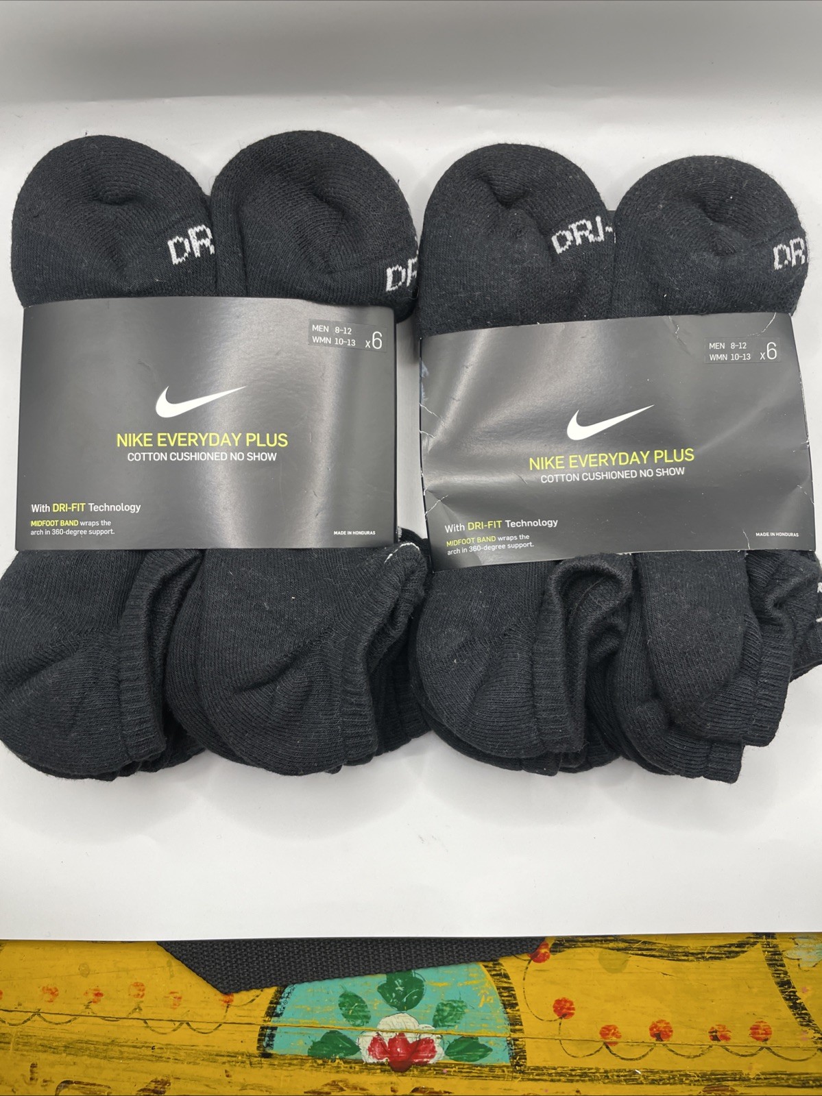 Nike 12pairs Unisex Everyday Plus Cushioned No Show Black Socks Mens Size L 8-12