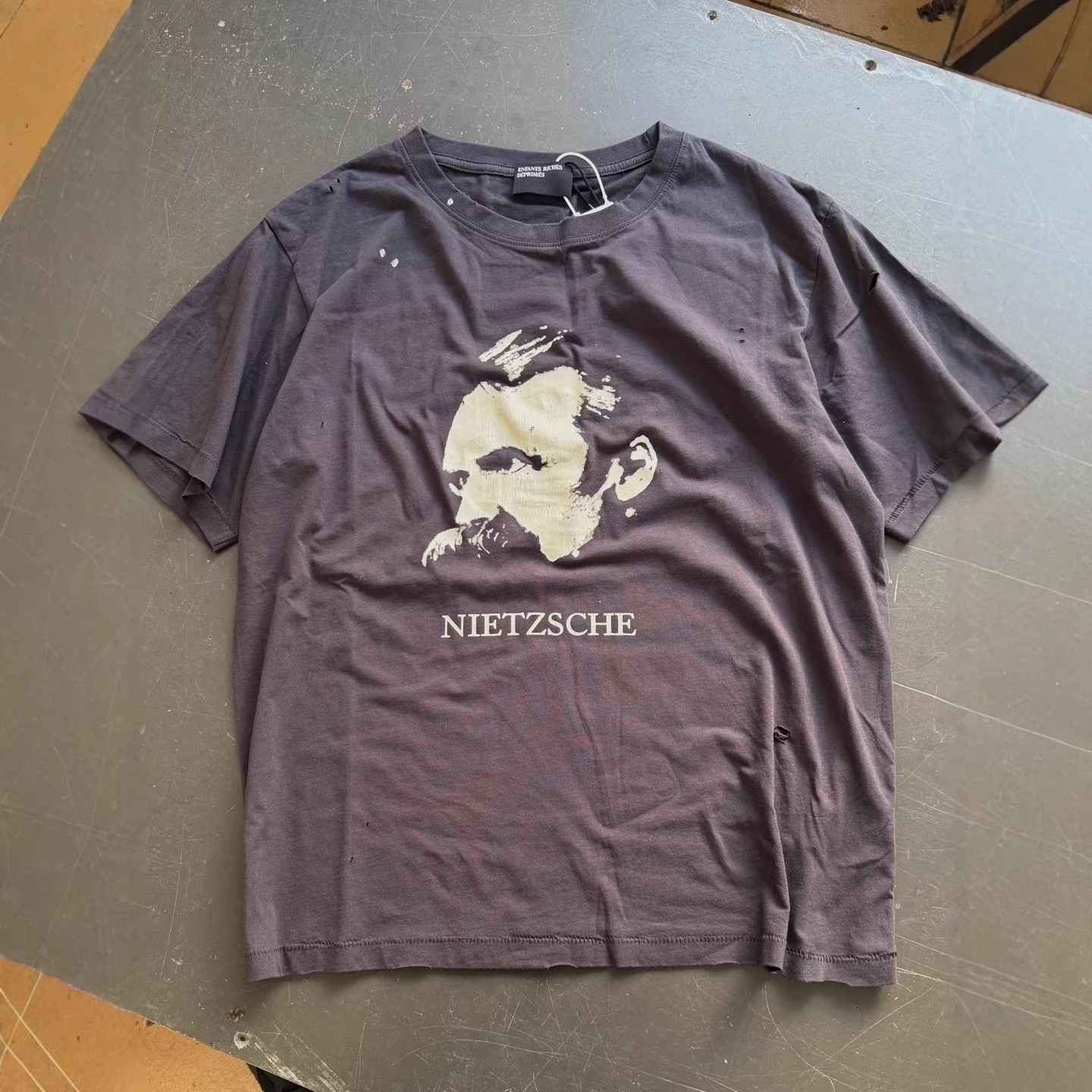 VINTAGE ENFAN RICHES COTTON T SHIRT NIETZSCHE PRINT HIP HOP HIGH STREET TOP TEE