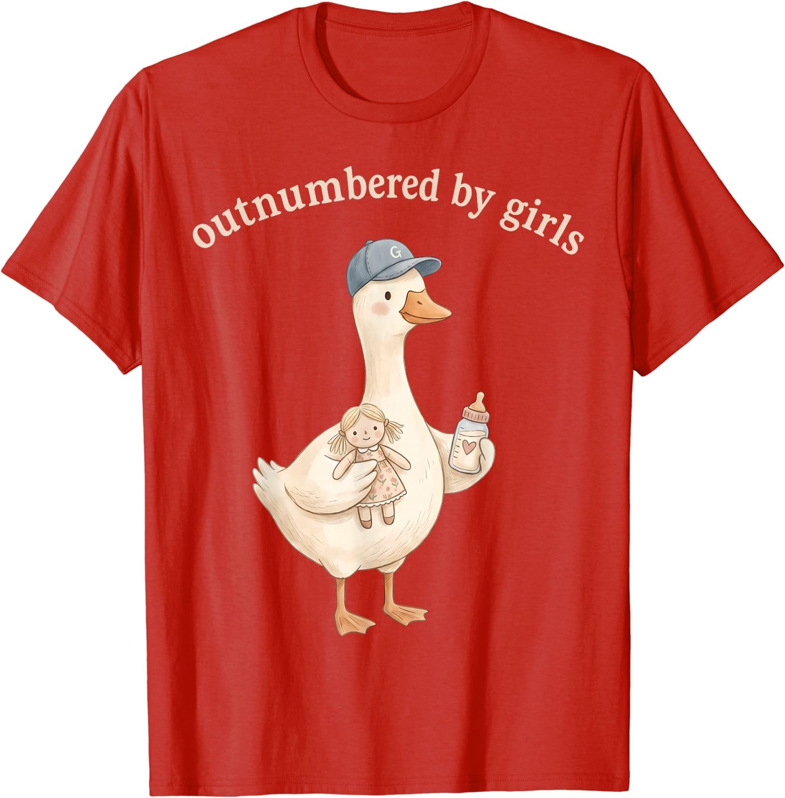 Outnumbered By Girls Funny Dad Goose Family Life T-Shirt