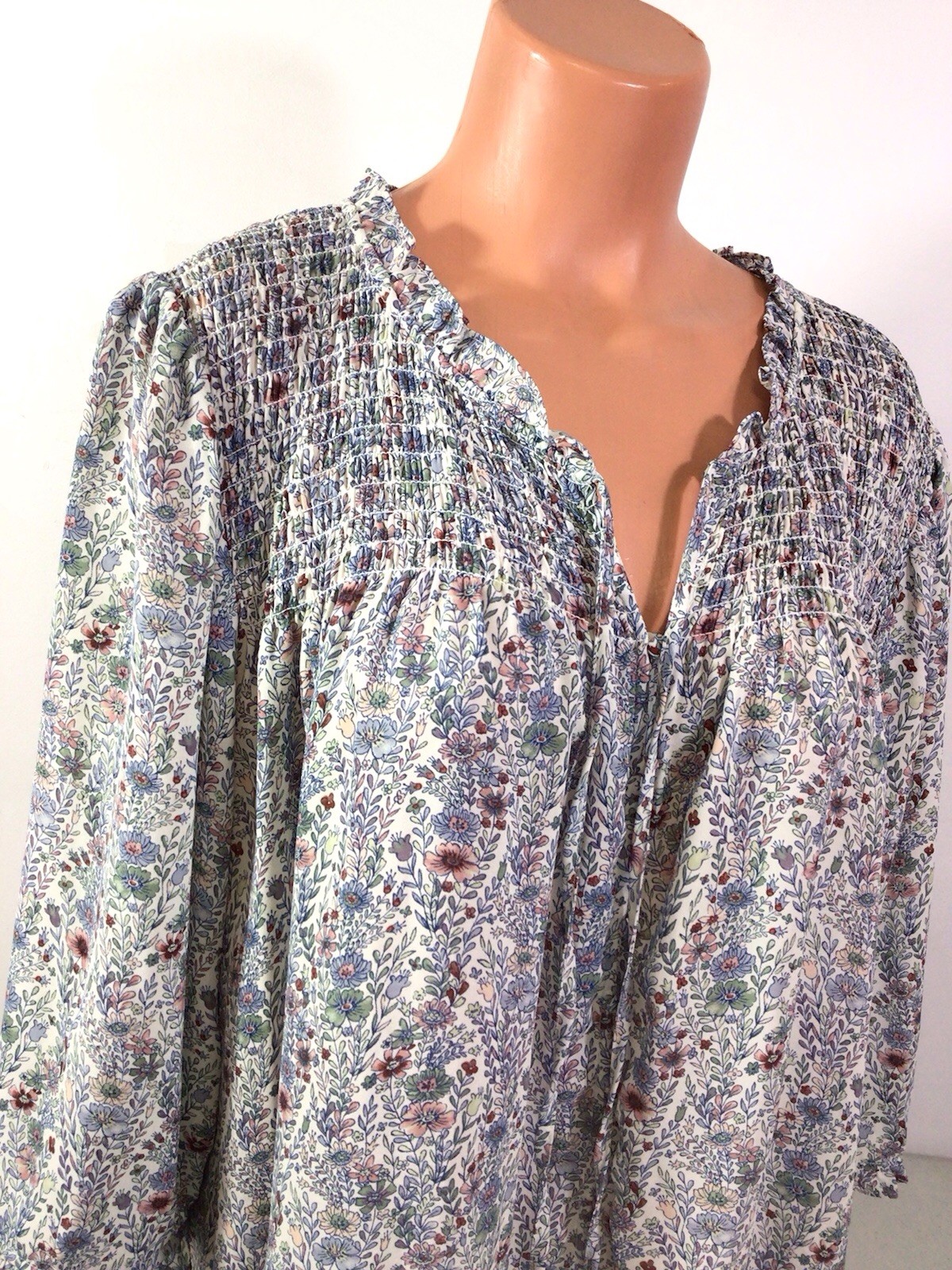 Rose & Olive Floral Blouse Peasant Top Womens 2X